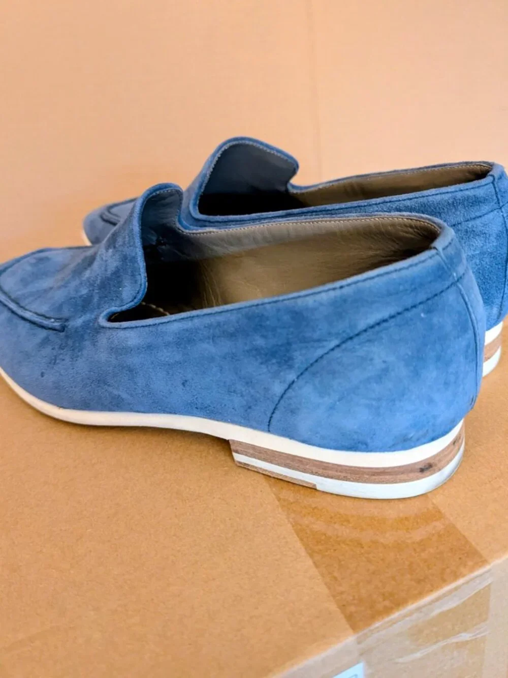 SARTORI Men's Loafers, Blue Suede Made in Italia Size 42 (8.5 to 9)
